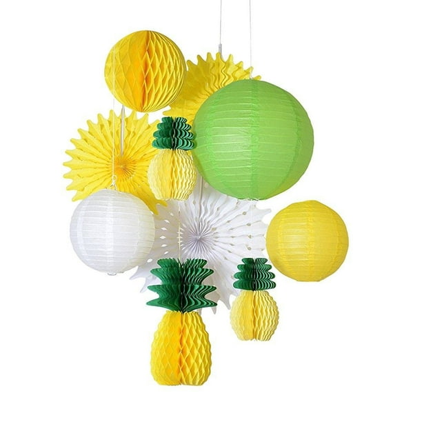 Paperjazz Summer Party Honeycomb Pineapple Ball Tropical Hawaiian Party Festival Paper Lantern Paper Fan Decoration 